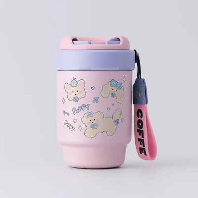 Pink Bow Puppy Stainless Steel Tumbler