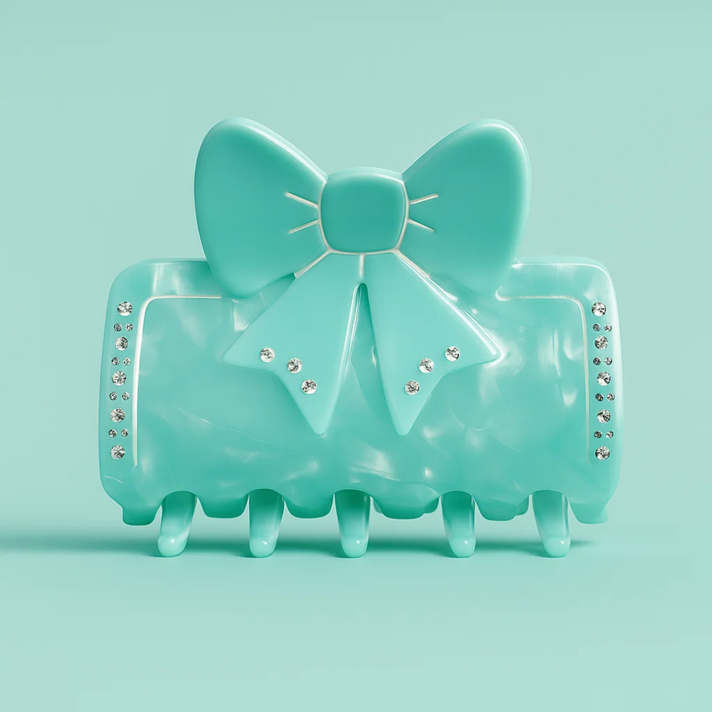 Blue Marble Effect Claw Clip with Blue Bow