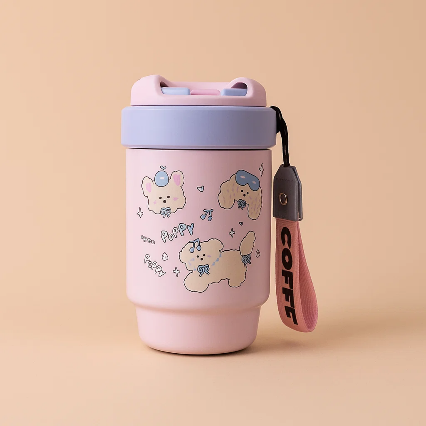 Pink Bow Puppy Stainless Steel Tumbler