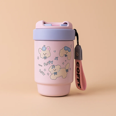 Pink Bow Puppy Stainless Steel Tumbler