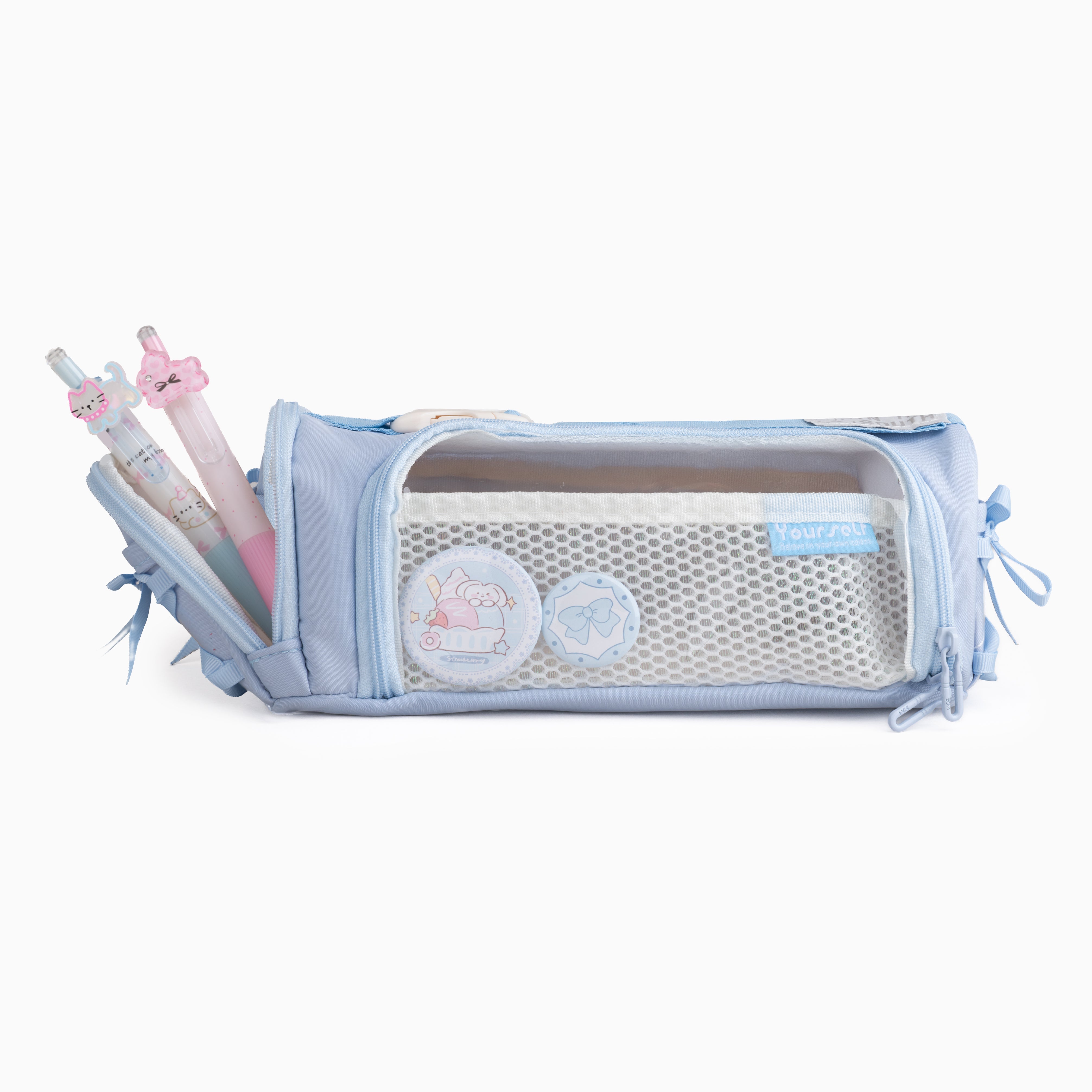 Sporty Kawaii Badge Pouch -pale blue