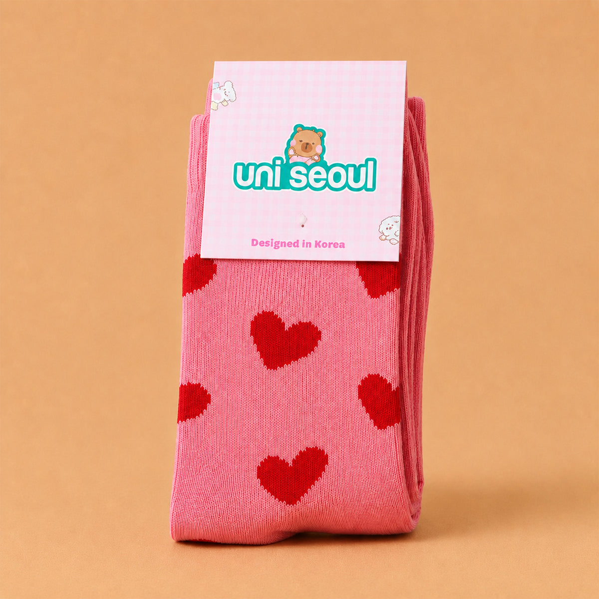 Red Heart Crew Socks - Pink