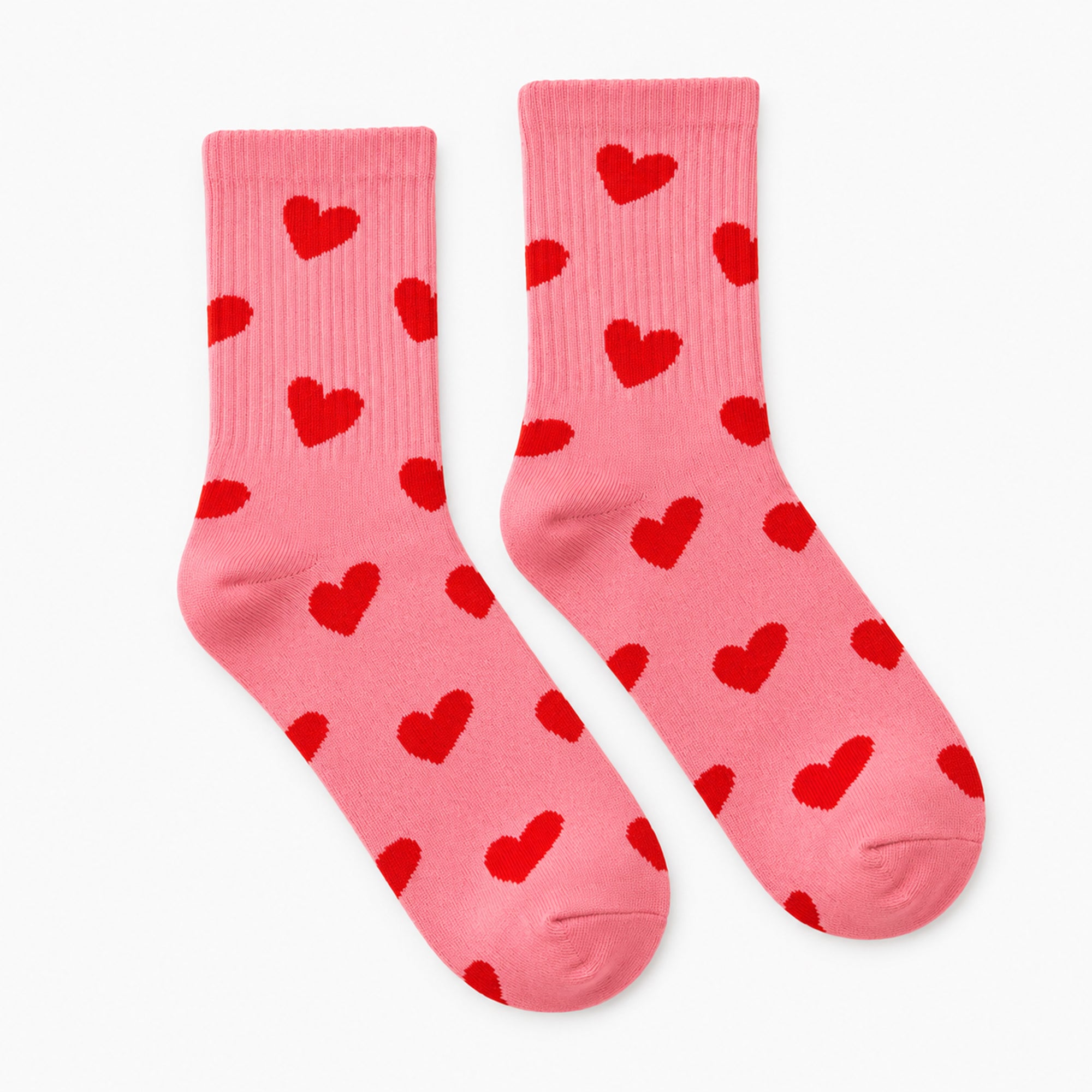 Pink Heart Crew Socks