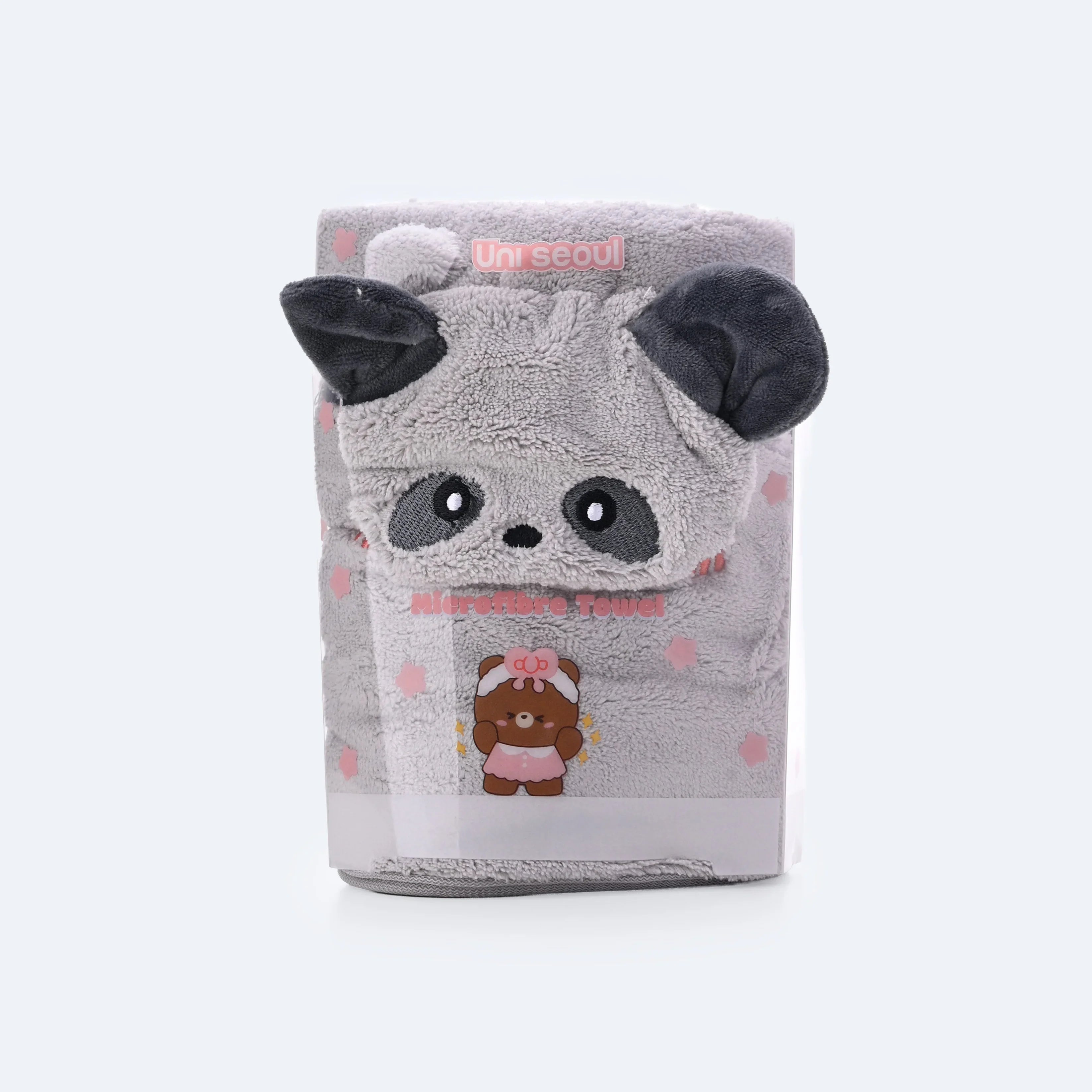 Panda Pals Hand Towel Grey