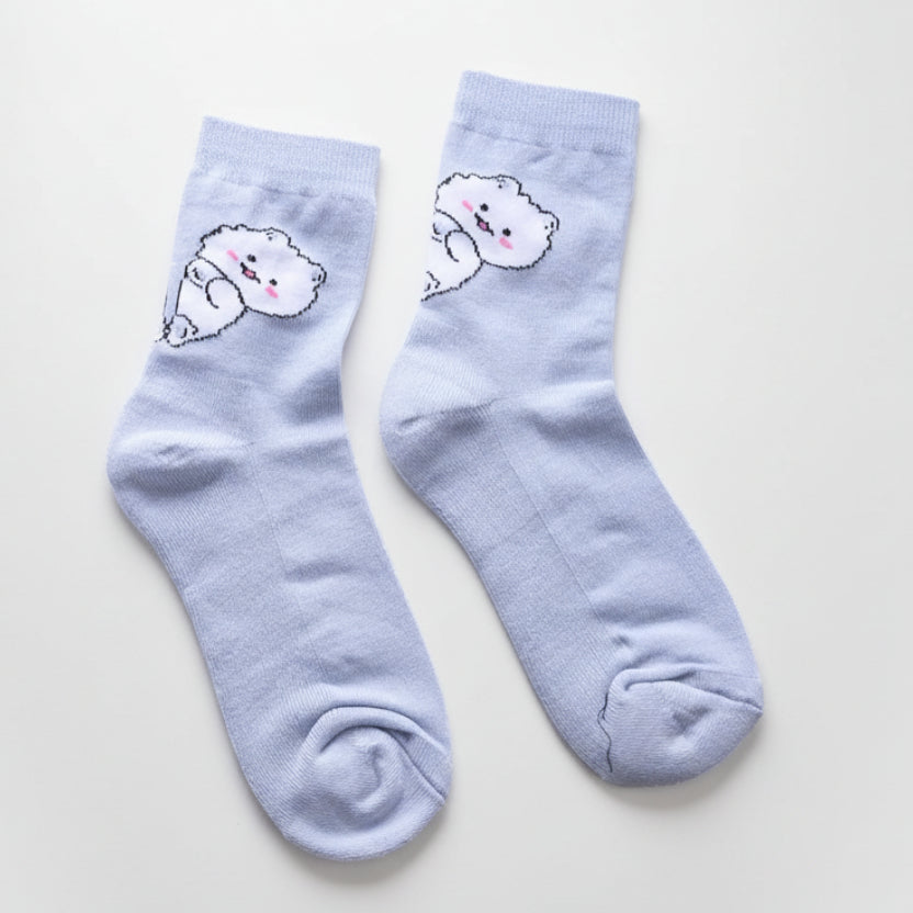 Fluffy Kitten Blue Socks