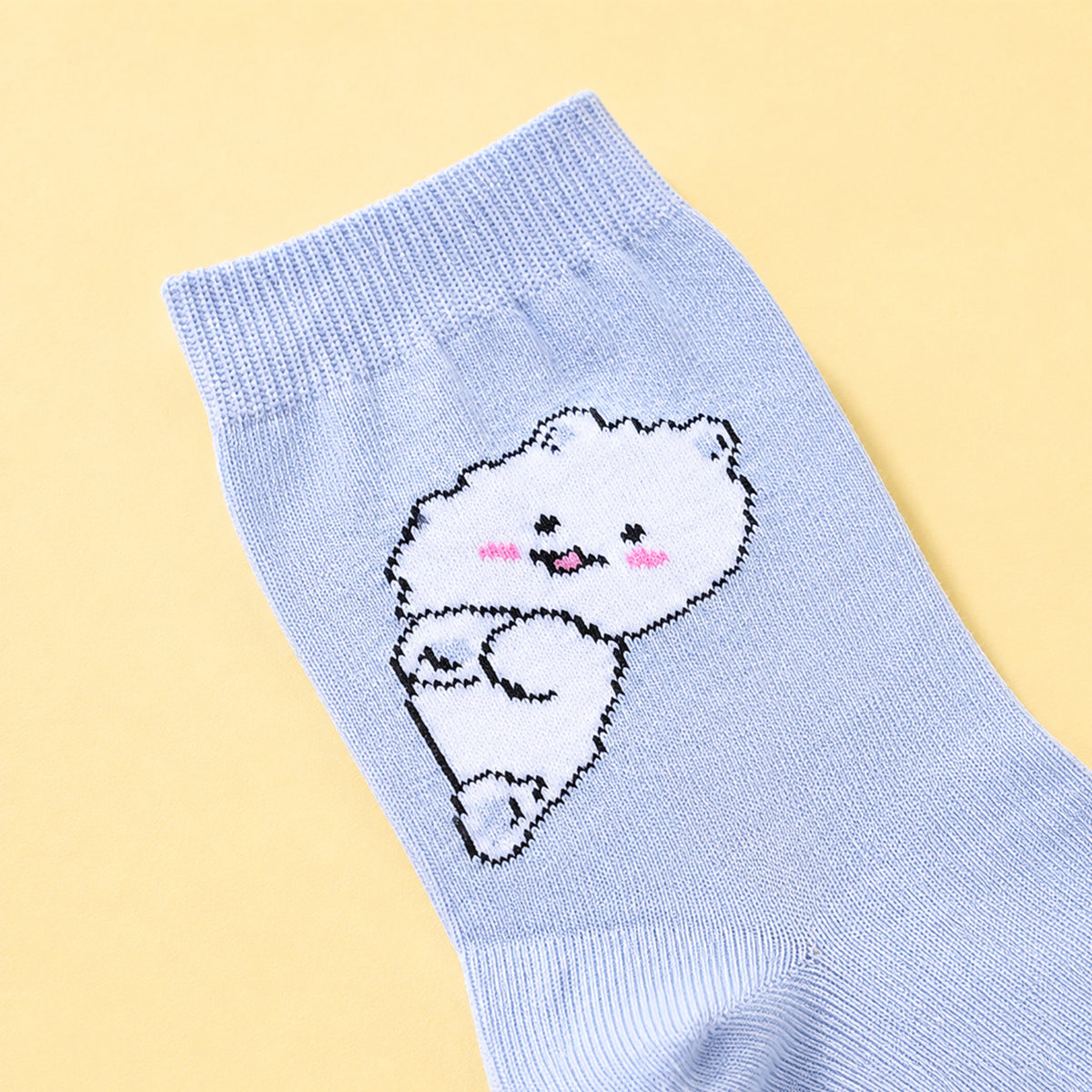 Fluffy Kitten Crew Socks - Blue