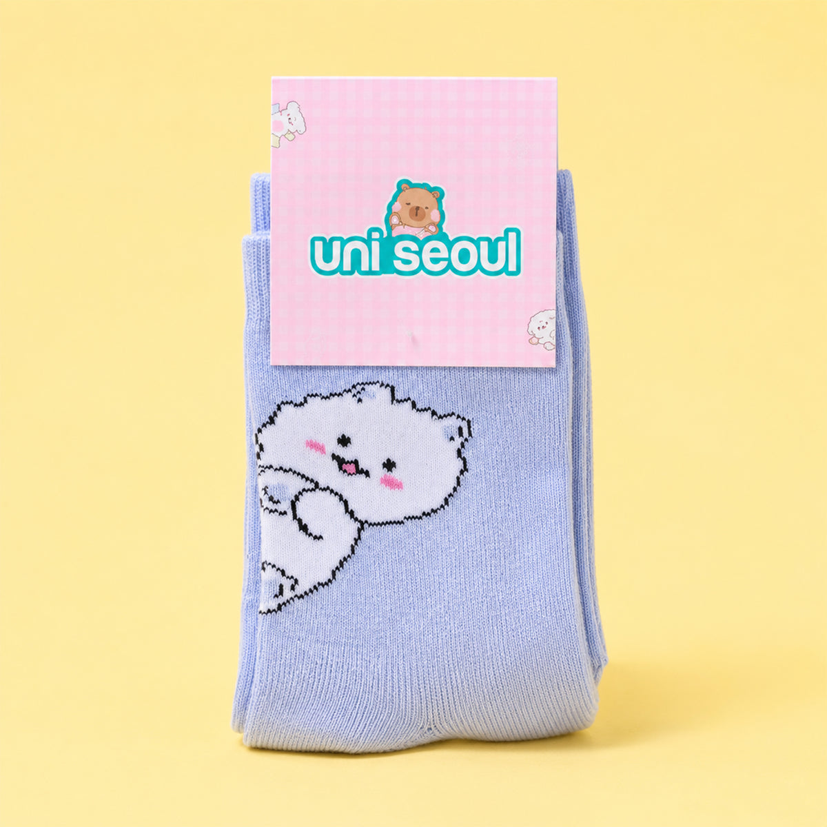 Fluffy Kitten Crew Socks - Blue