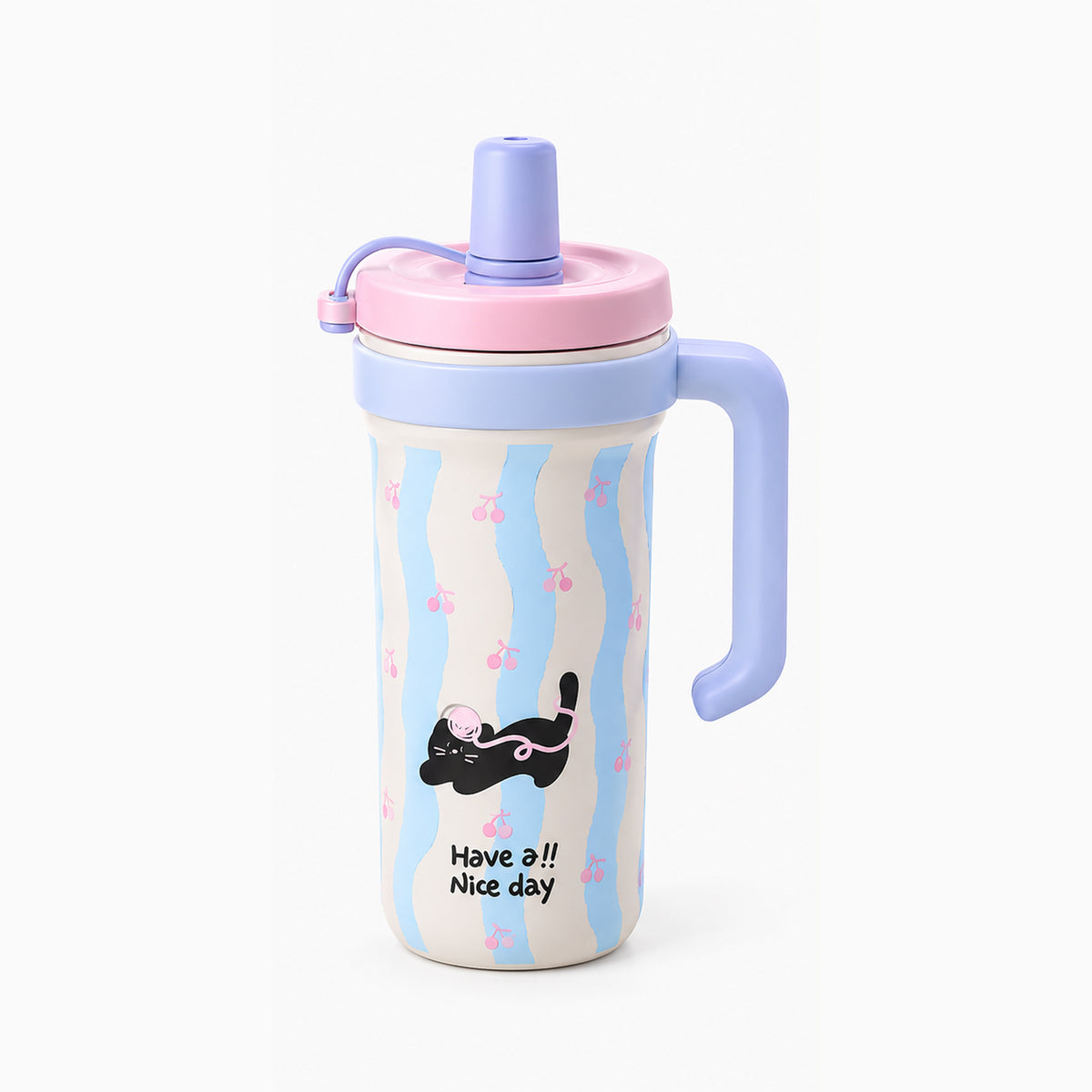 Black Cat Steel Tumbler - Blue