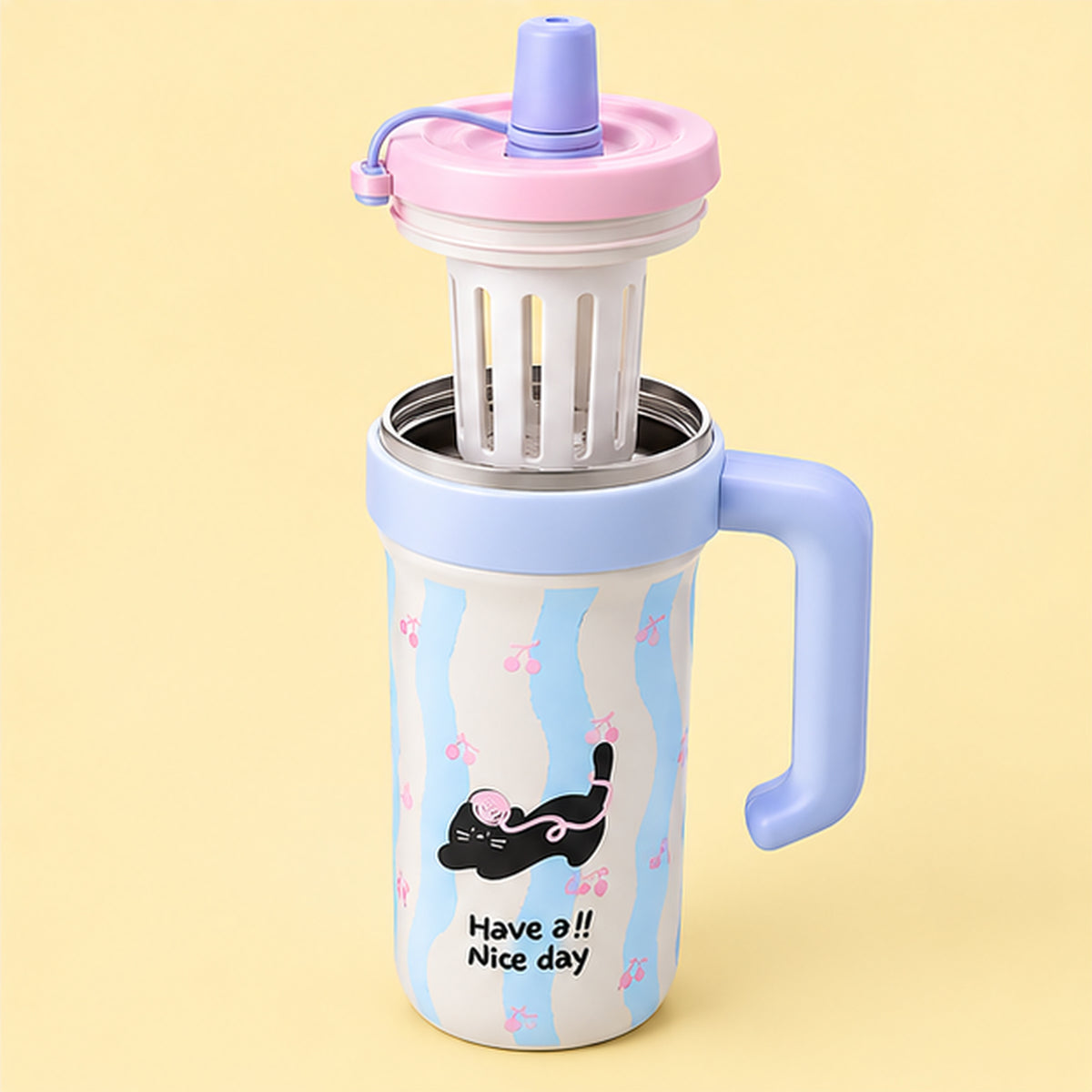Black Cat Steel Tumbler - Blue