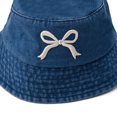 Denim Bow Bucket Hat
