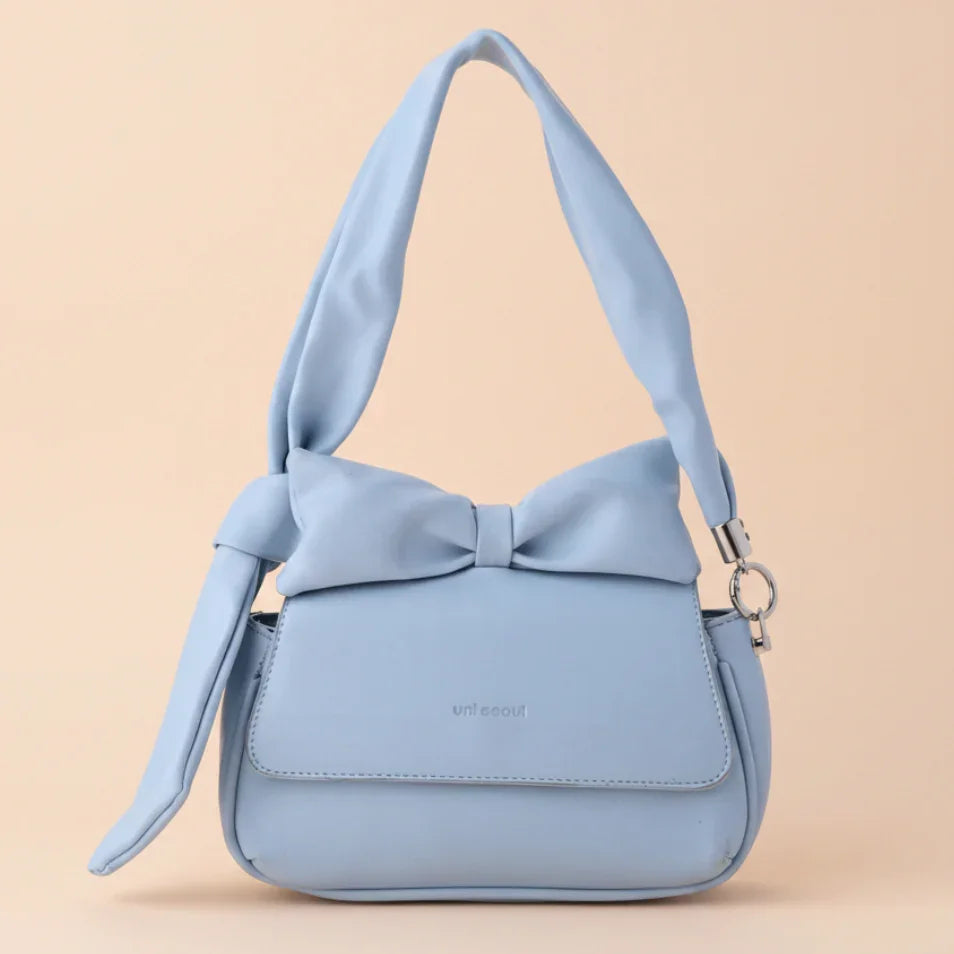 Puffed Bow Top Sling Bag - Powder Blue