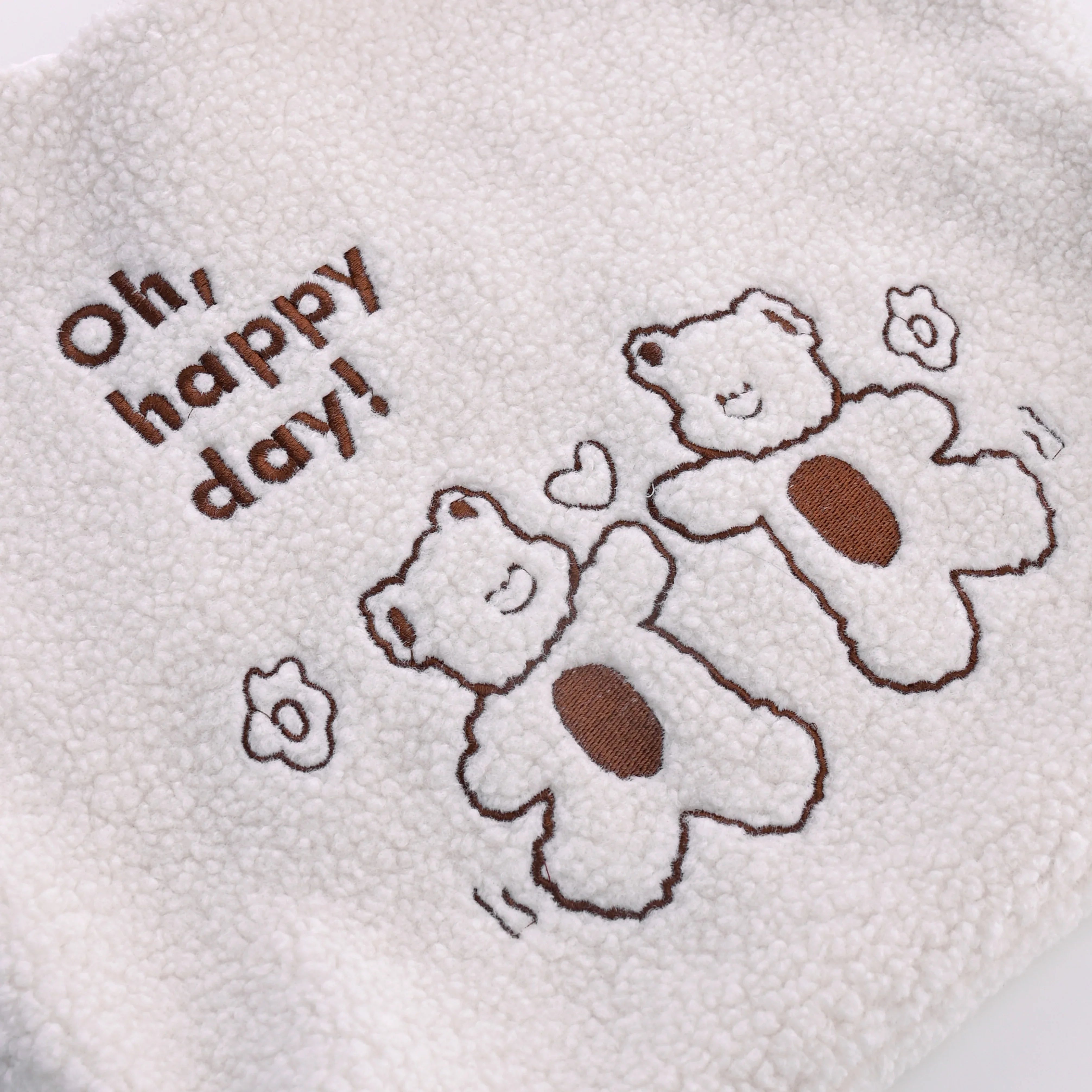 Happy Day White Furry Tote bag