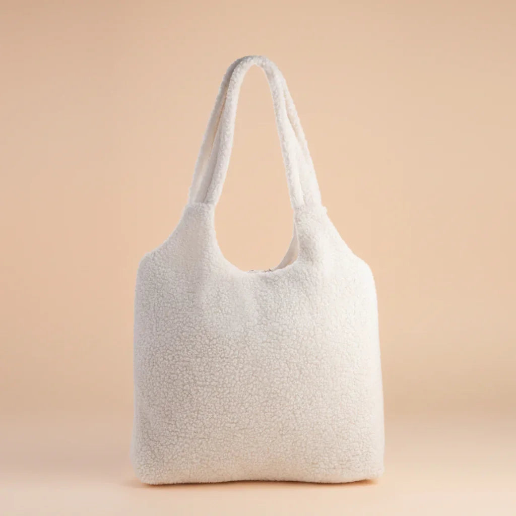 Toastie bear White Furry Tote Bag