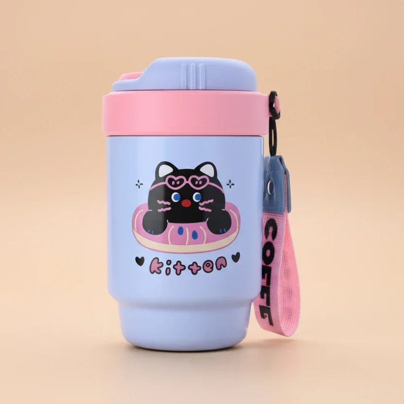 Coffee Cat Blue Stainless Steel Tumbler (small)