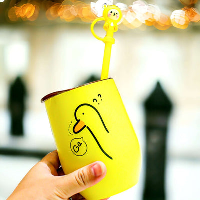 Stainless Steel Cute Straw Mug - Duck