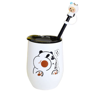 Stainless Steel Cute Straw Mug - Panda