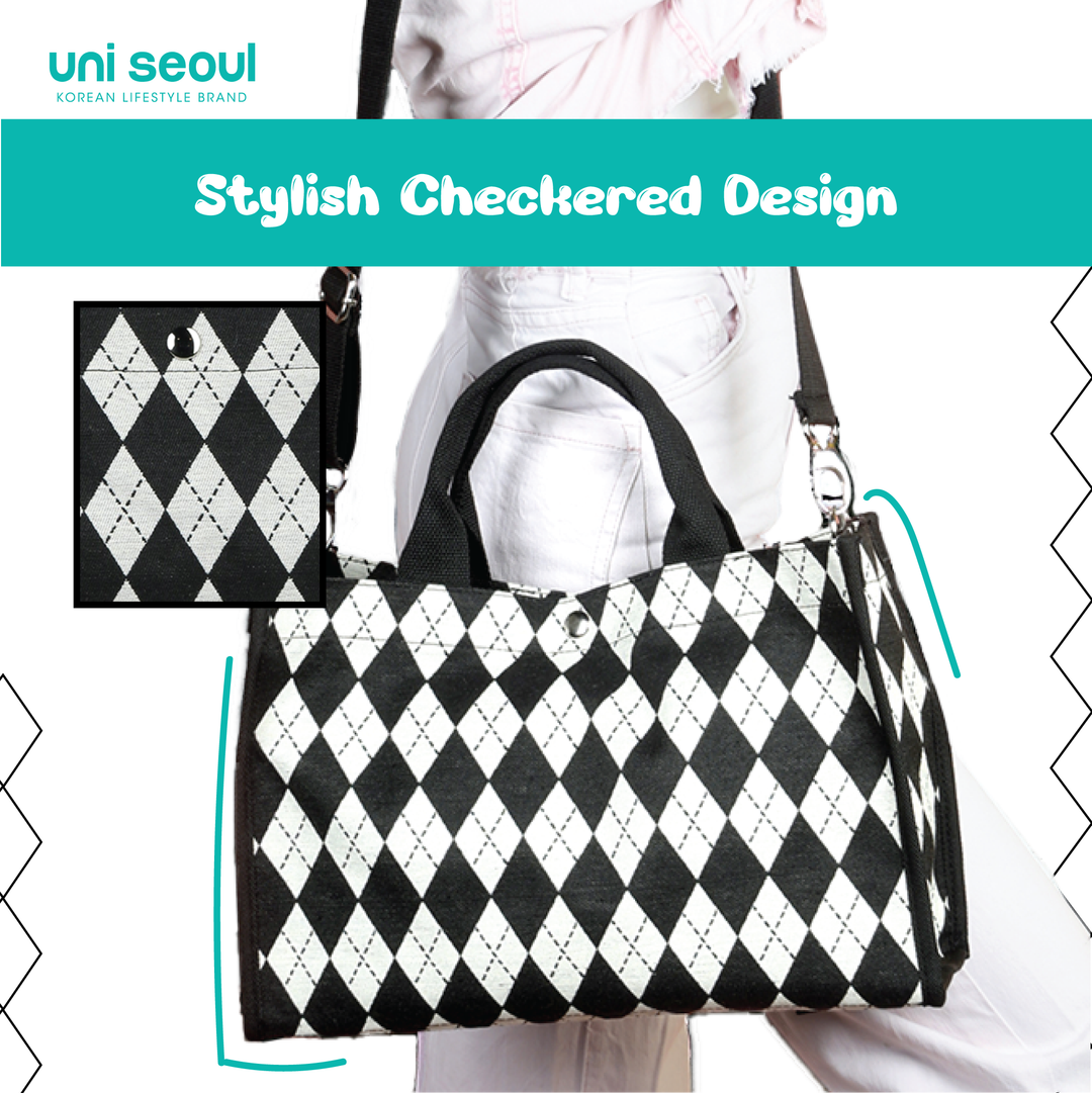 Canvas Korean Tote Checkered Uni Seoul