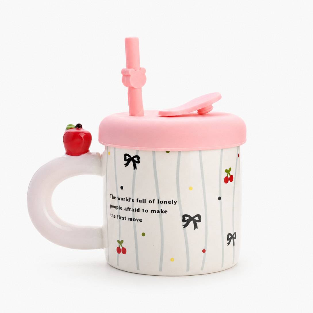 Ceramic Black Cat Mug Pink