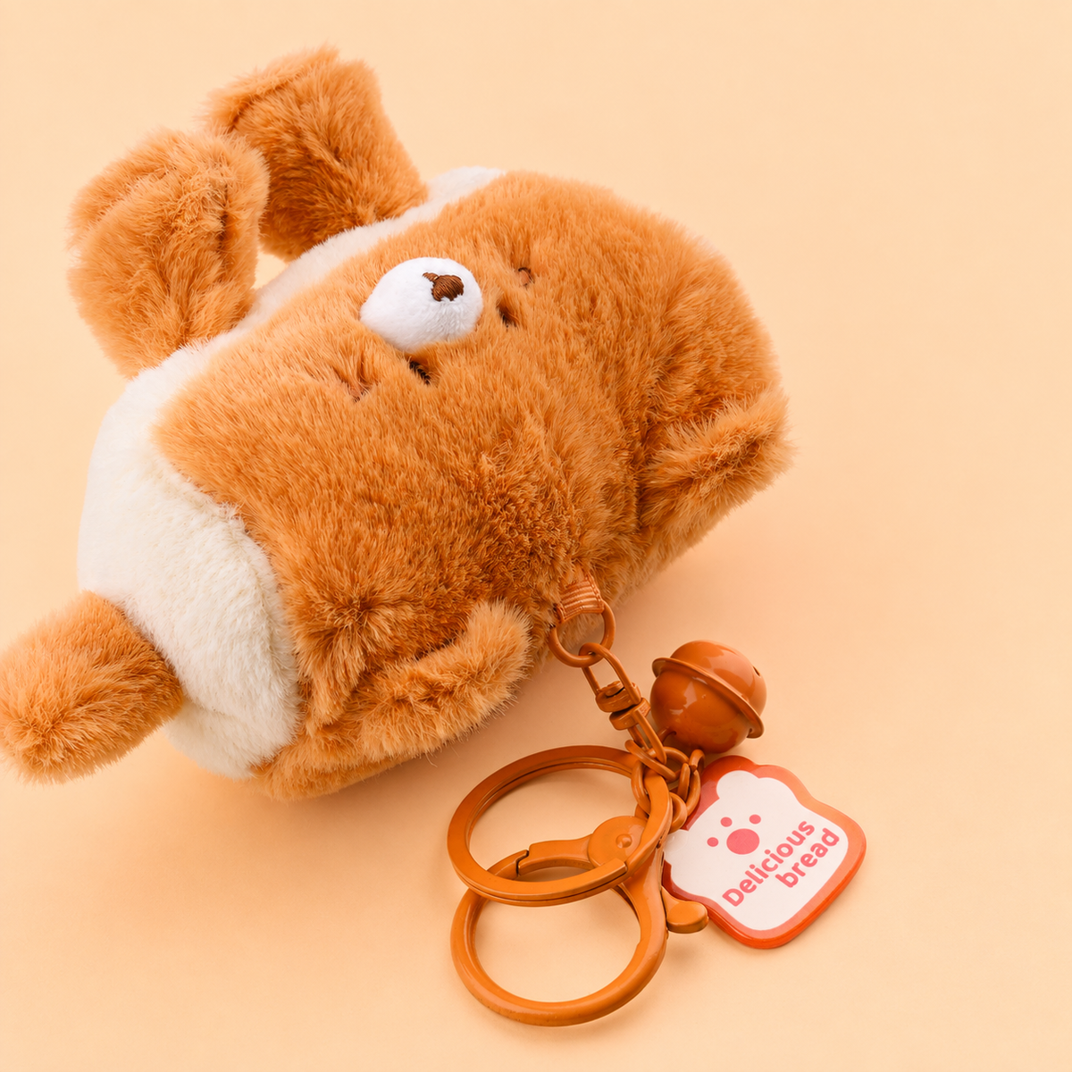 Bread Slice Plushie Keyring - Brown