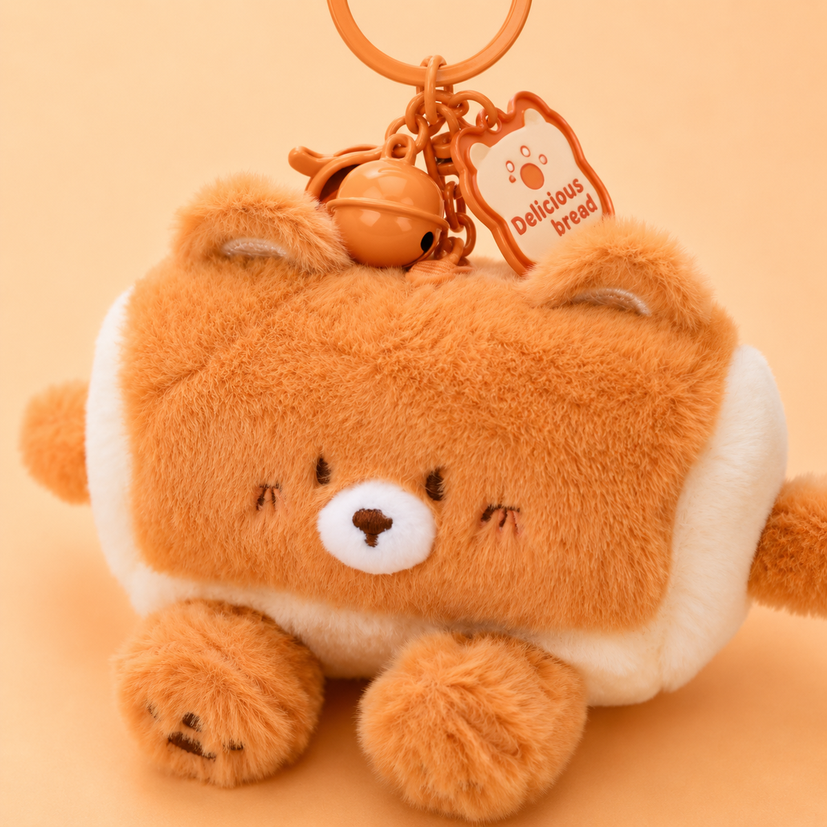 Bread Slice Plushie Keyring - Brown