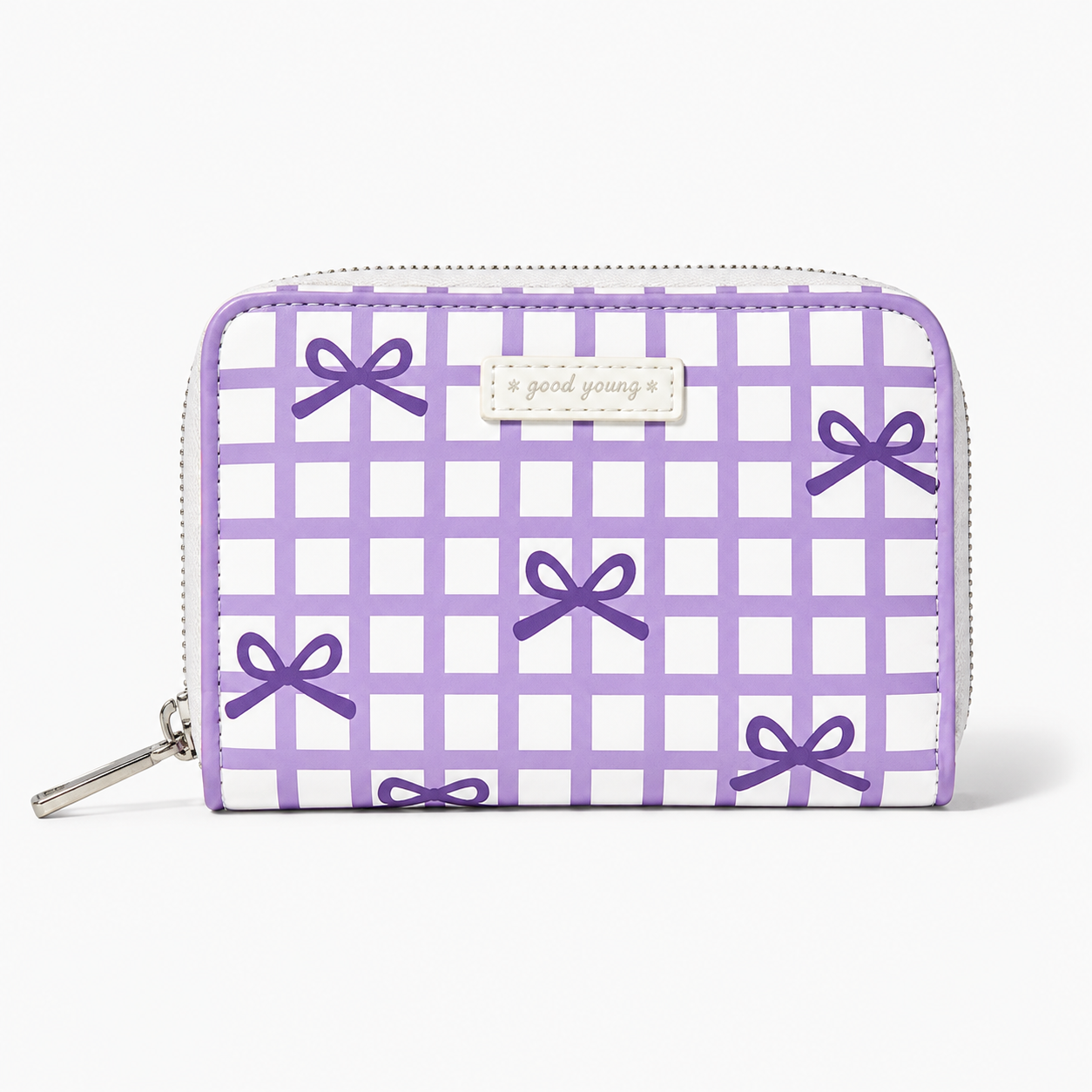 Purple Bow Gingham Card Holder