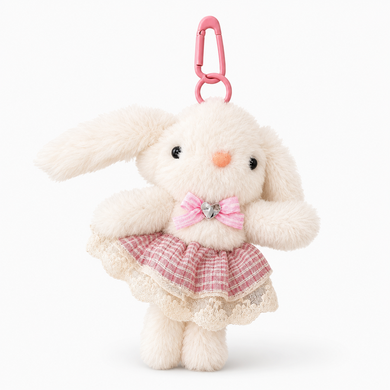 Pink Dress Bunny Plushie Keyring