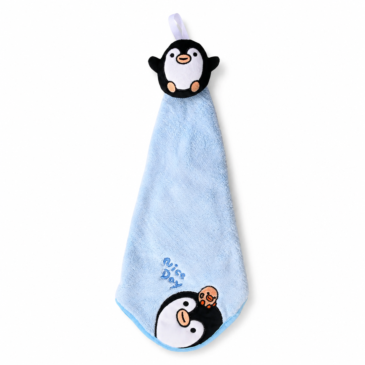 Penguin Plush Towel Blue