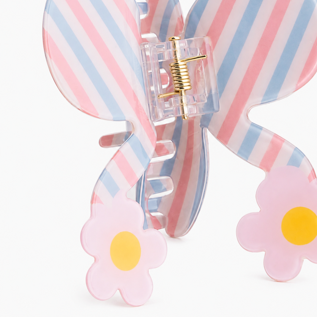 Striped Bunny Claw Clip