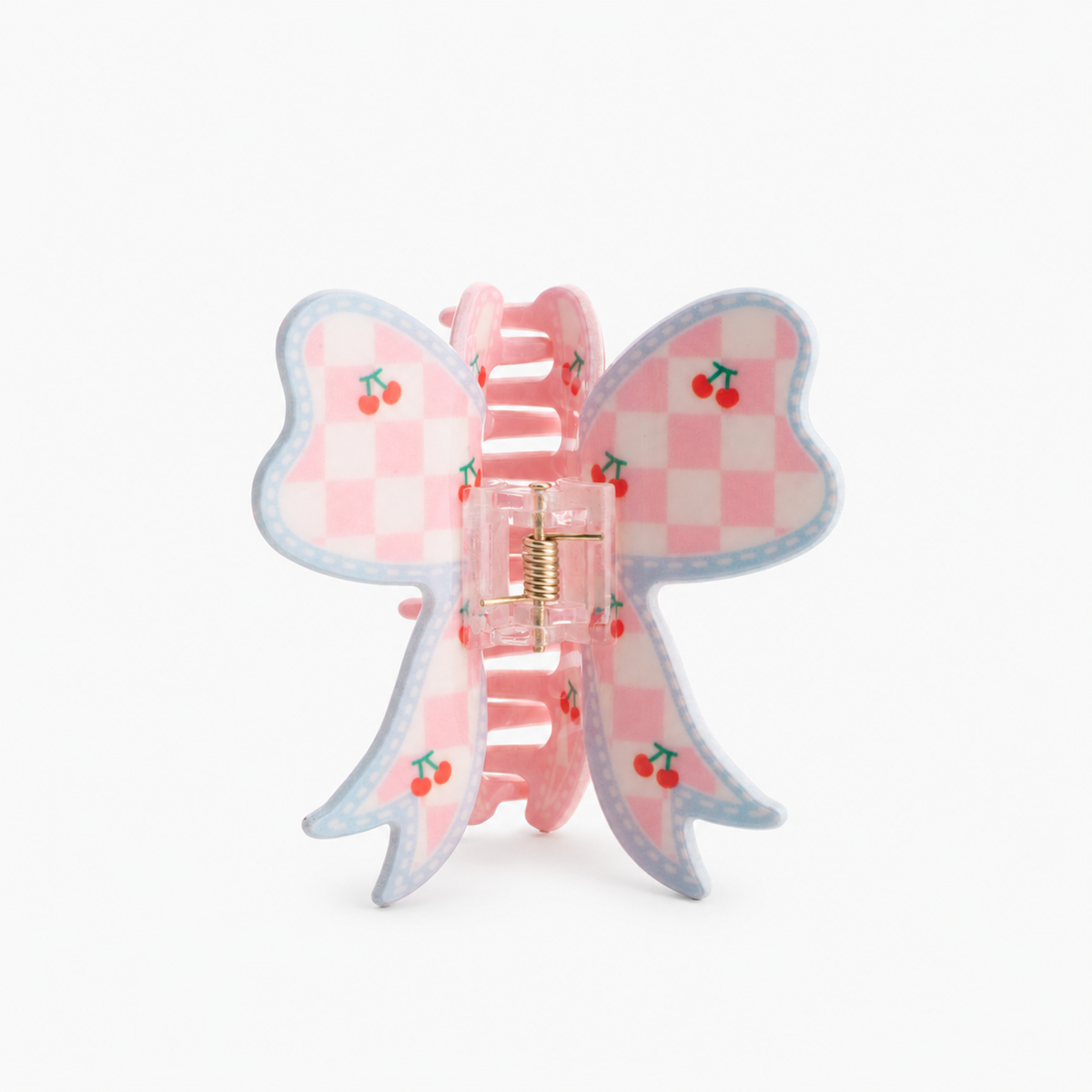 Cherry Check Claw Clip