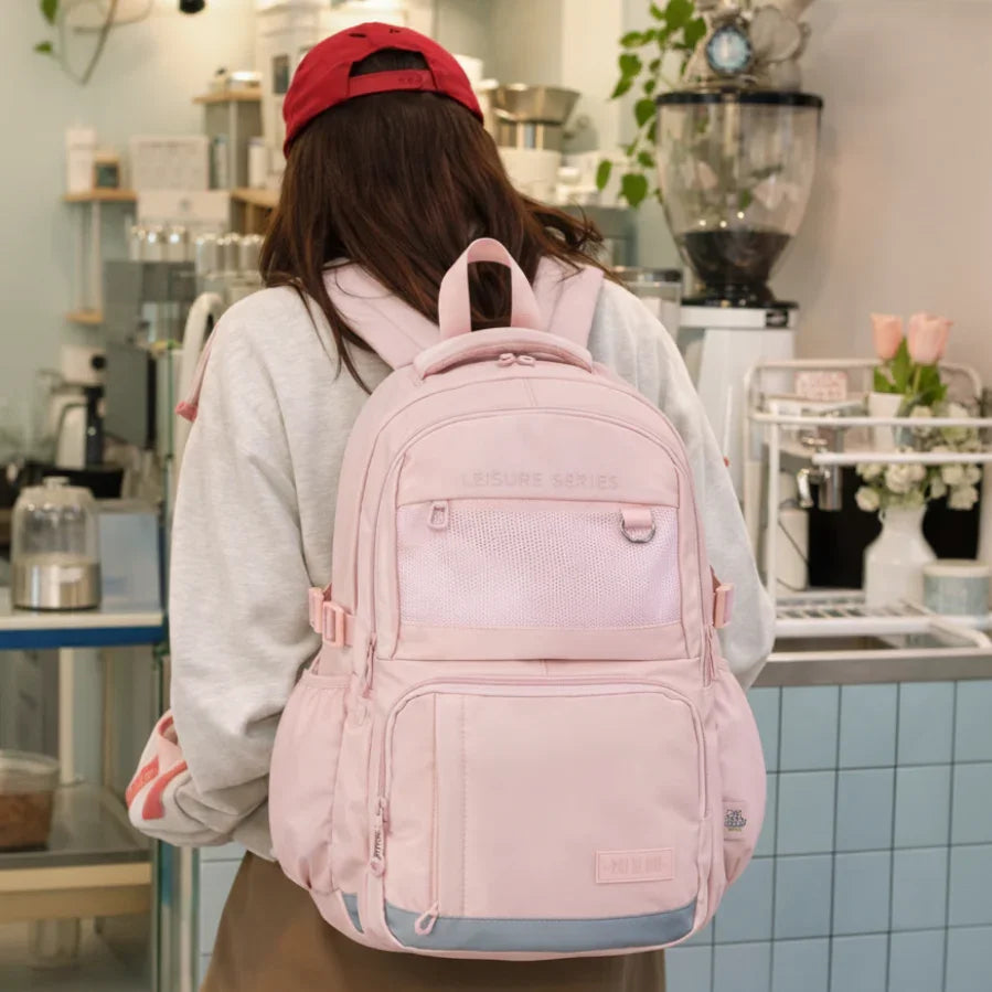 K-Style Large Capacity Waterproof Backpack - Pink