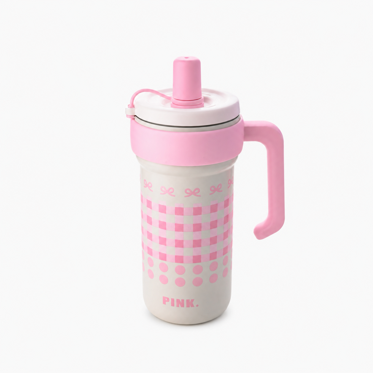 Pink Bow Gingham Stainless Steel Tumbler