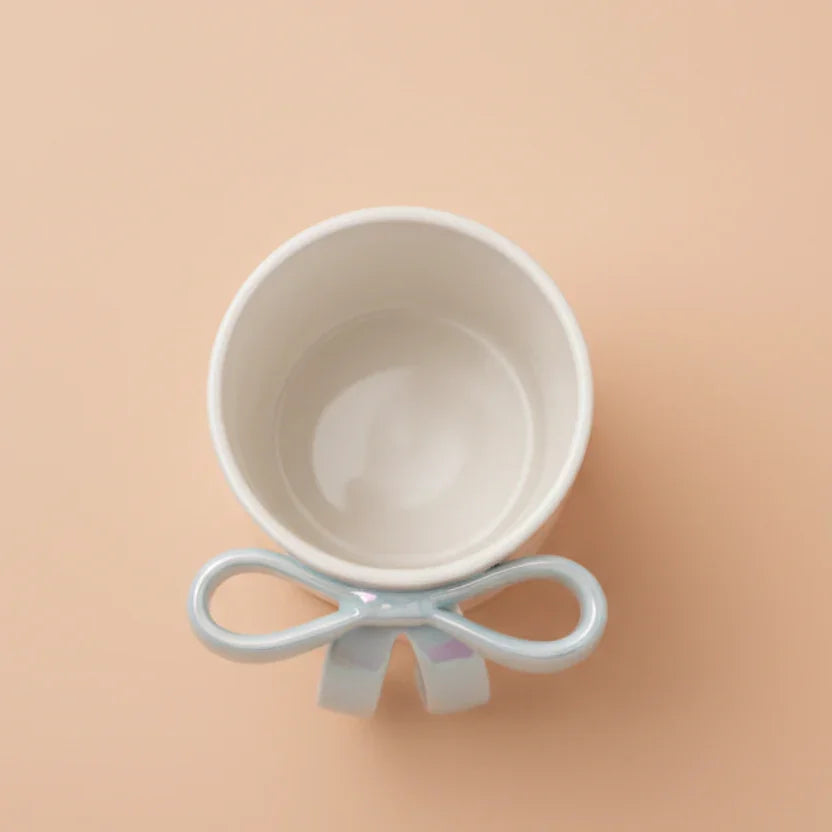 Glossy Bow Ceramic Mug Blue