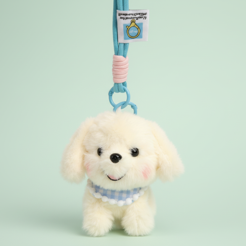 Cloud Puff Plushie Keyring - Blue