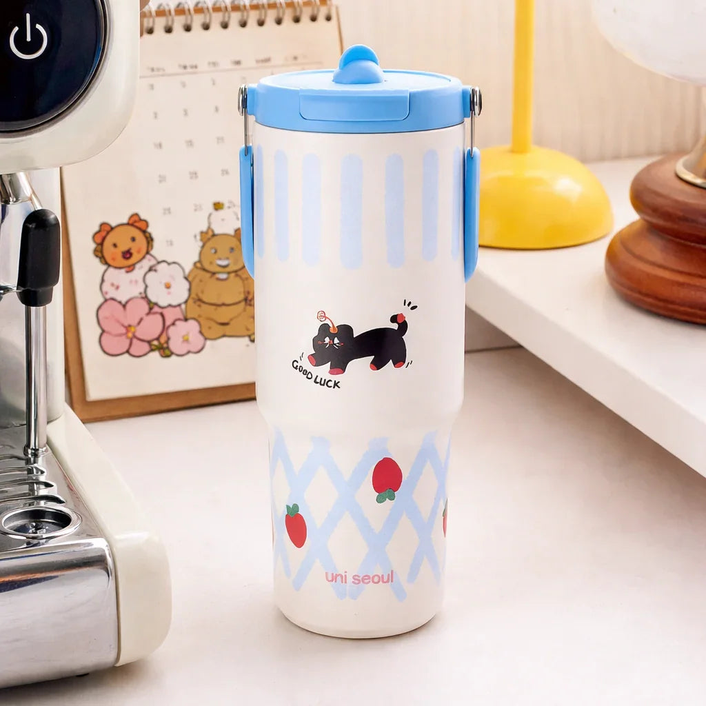 Goodluck Cat Blue Stainless Steel Tumbler