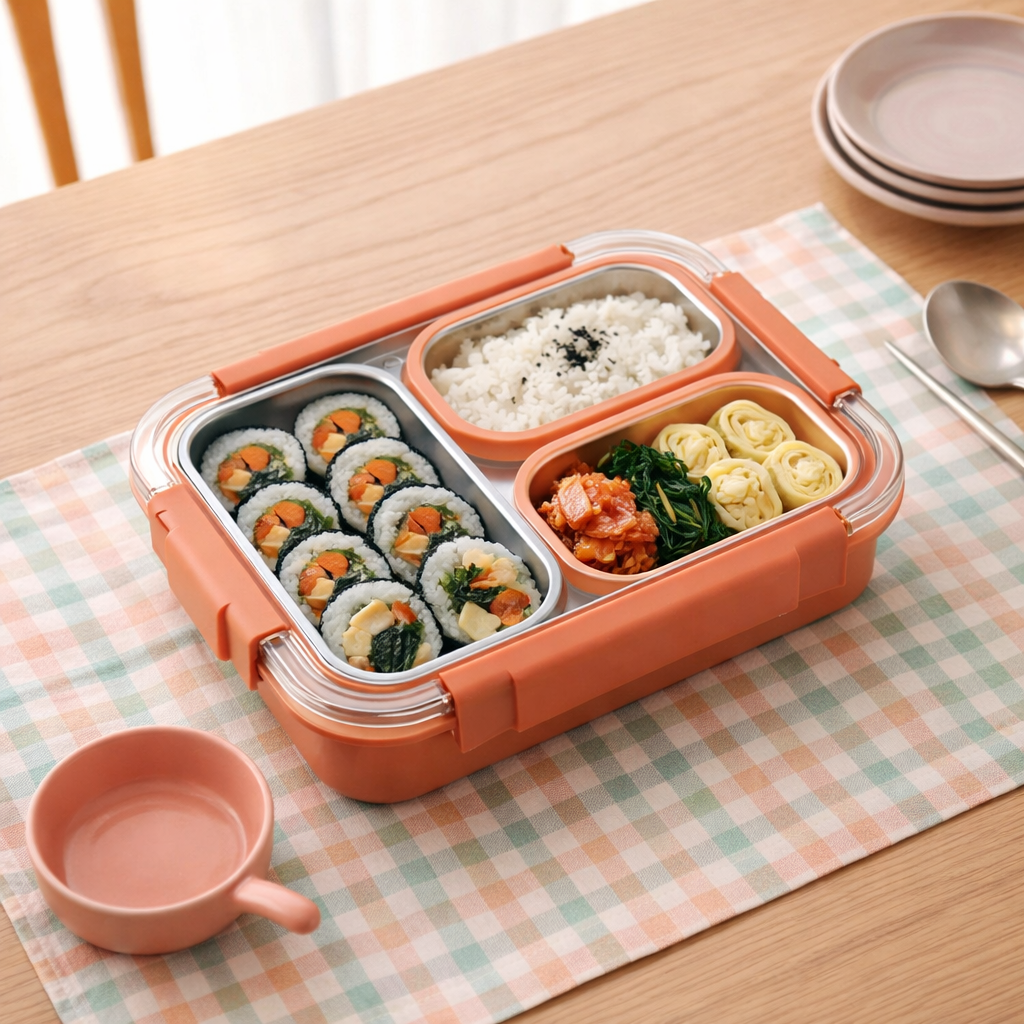 Korean Bento Box 3 Grid - Orange