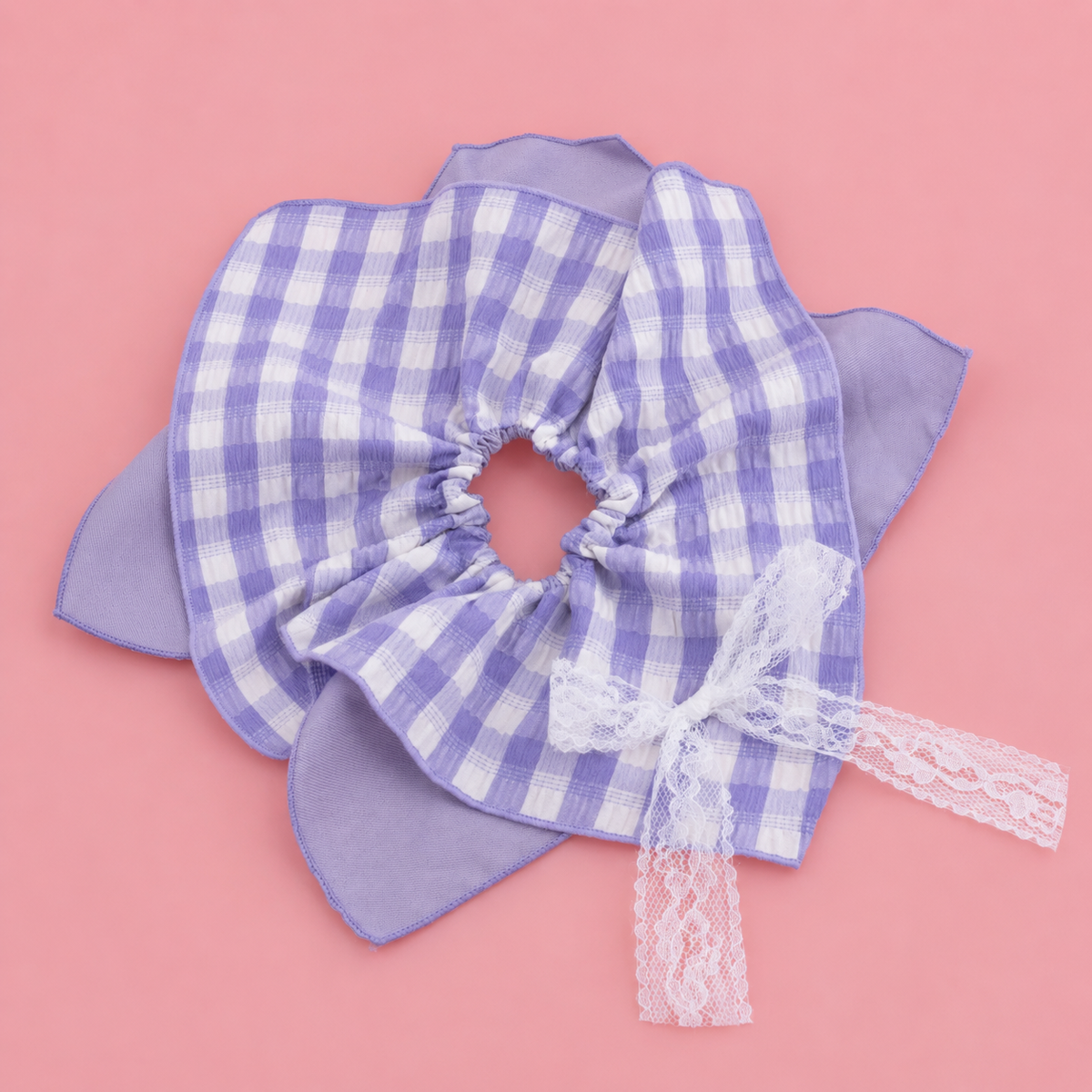 Lavender Gingham Scrunchie