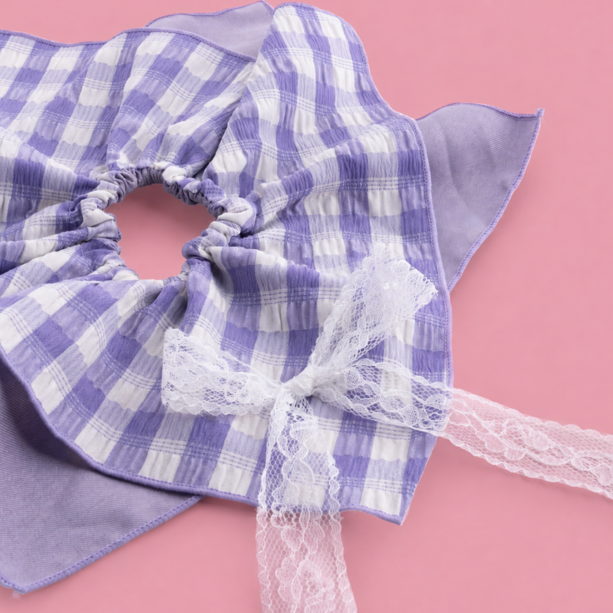 Lavender Gingham Scrunchie