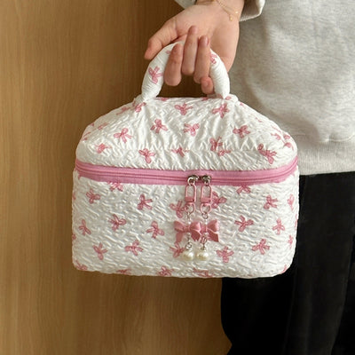 Pink Coquette Bow Makeup Vanity Bag