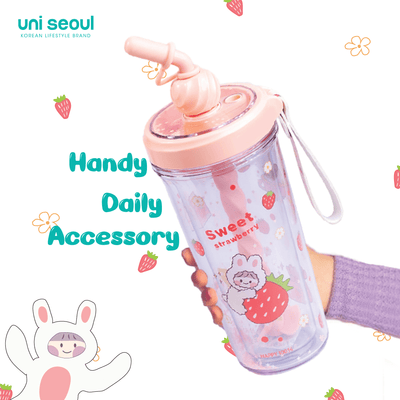 Cute Glitter Tumbler with Straw - 400ml