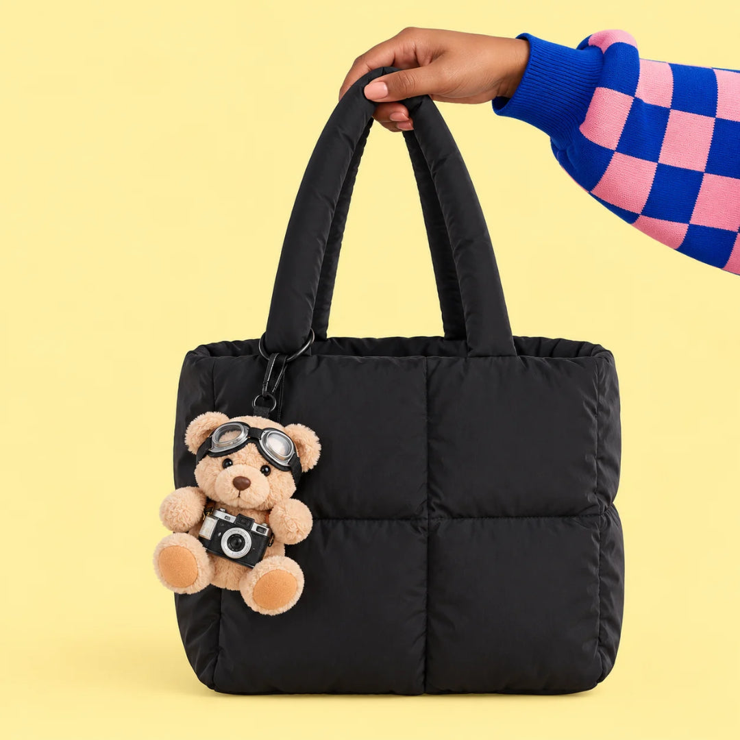 Goggles Teddy Plushie Keyring - Brown