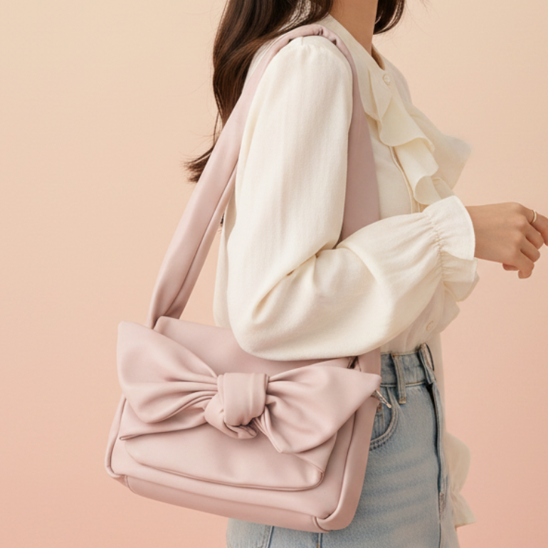 Knot Bow Sling Bag - Beige