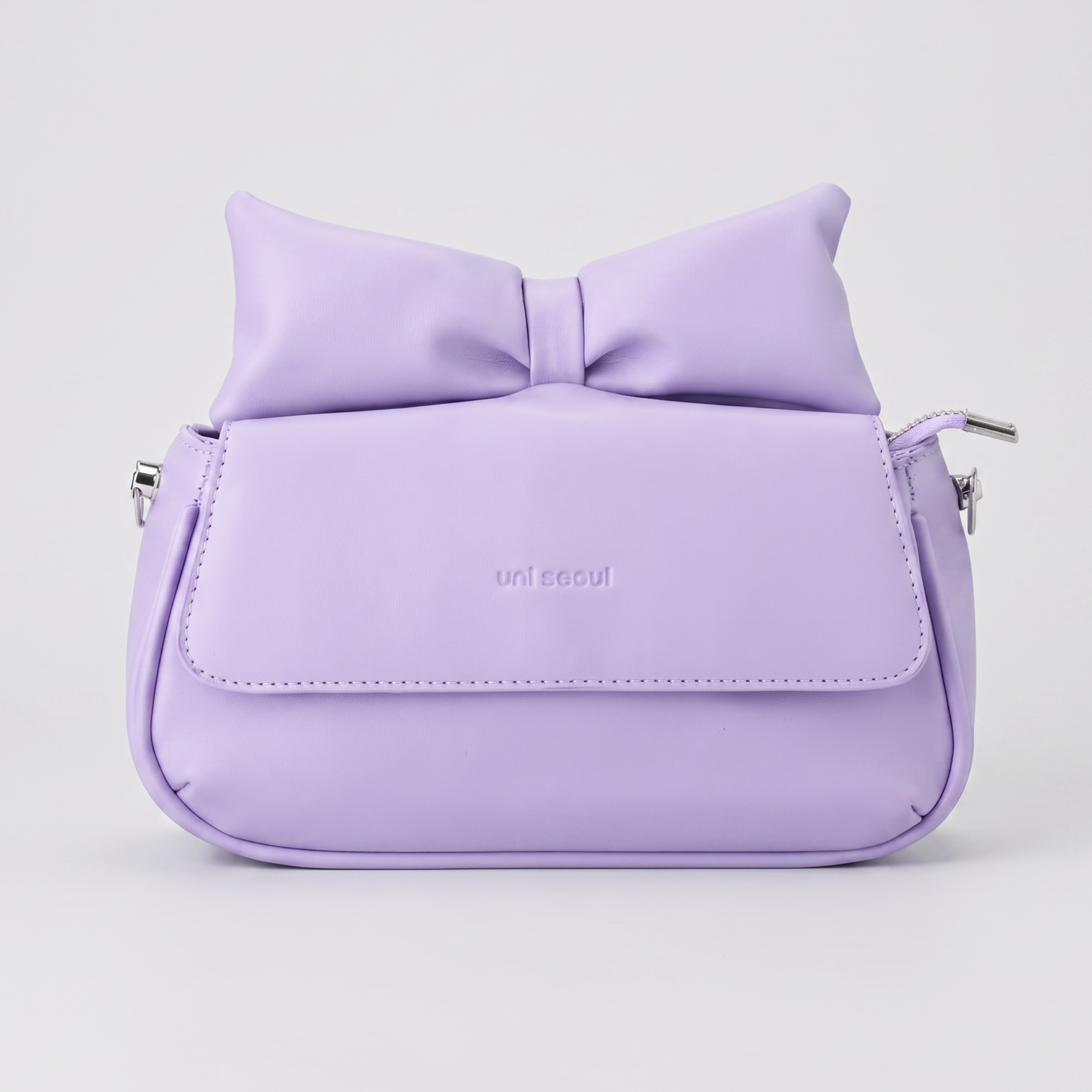 Puffed Bow Top Sling Bag - Lilac