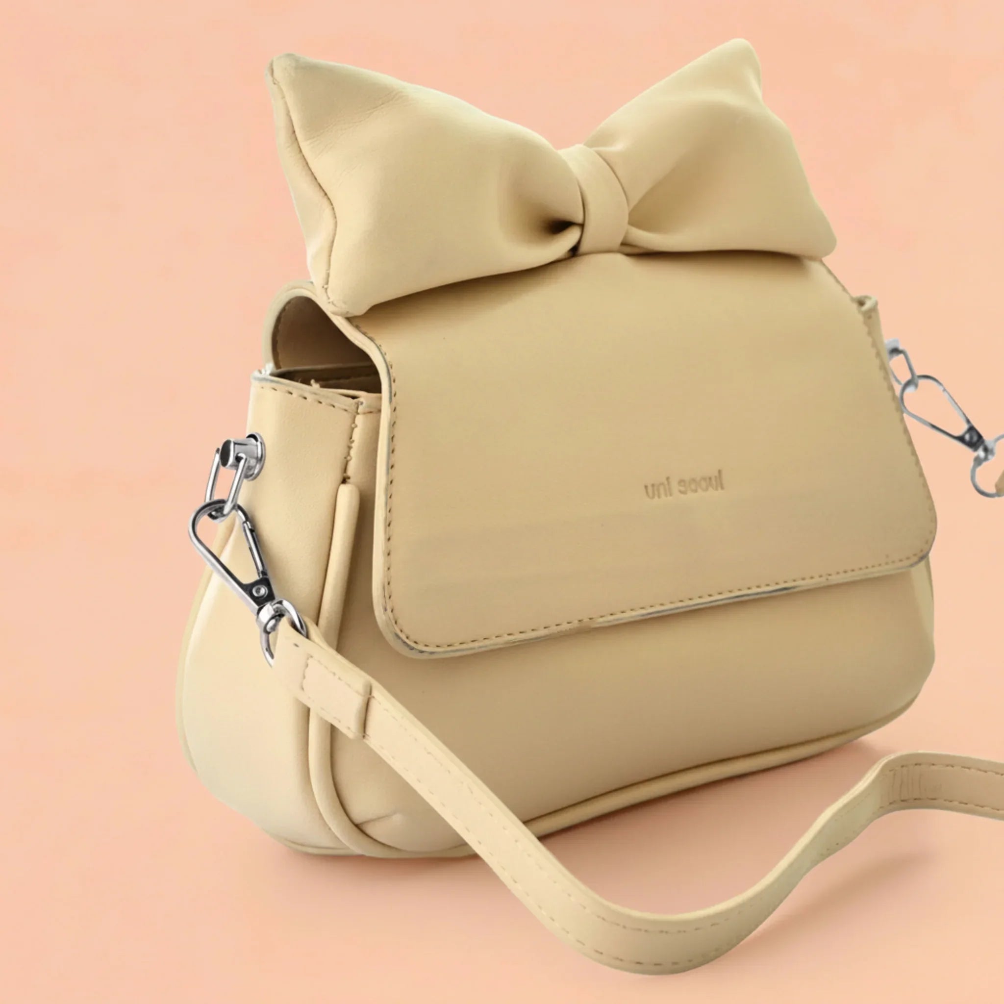 Puffed Bow Top Sling Bag - Yellow