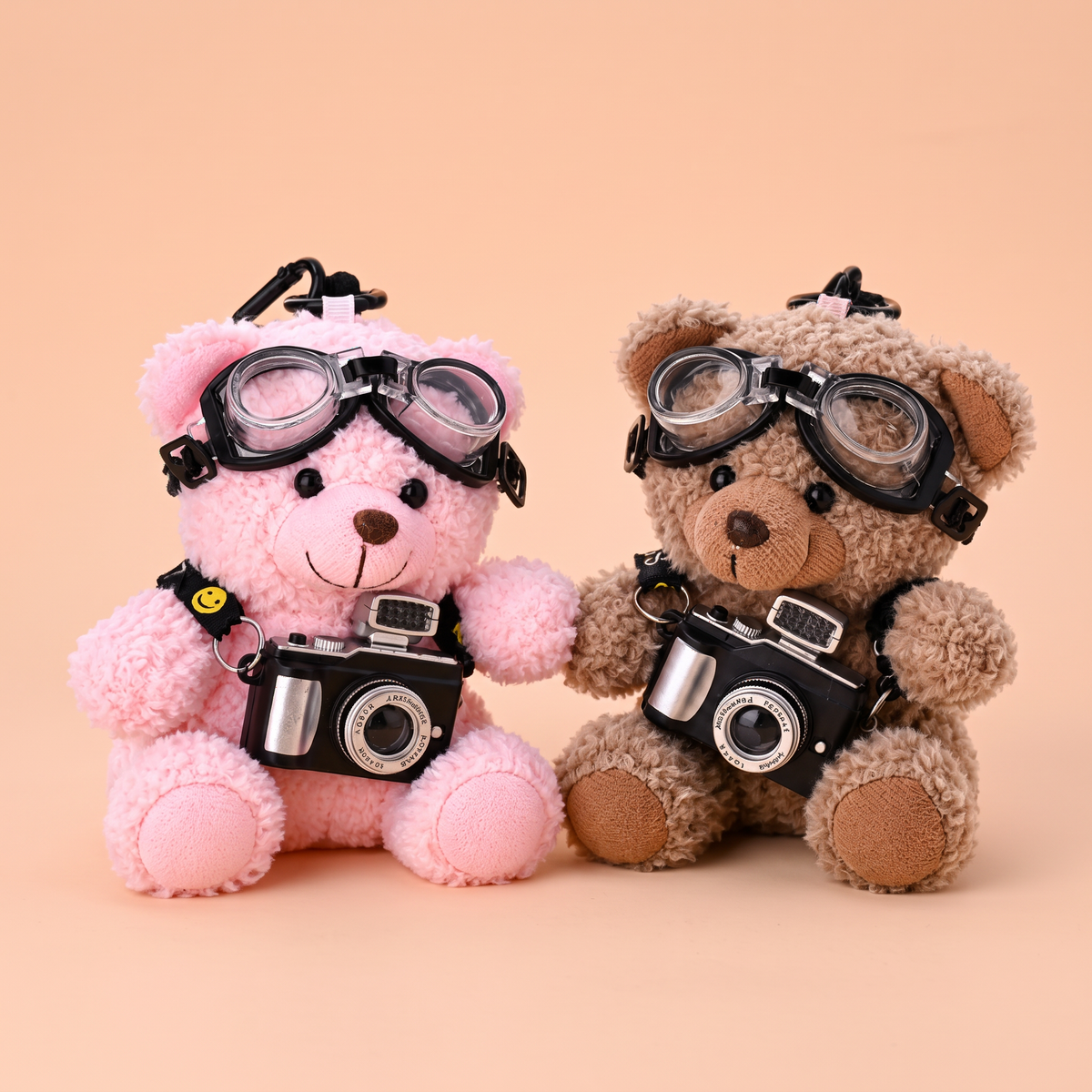 Goggles Teddy Plushie Keyring - Brown