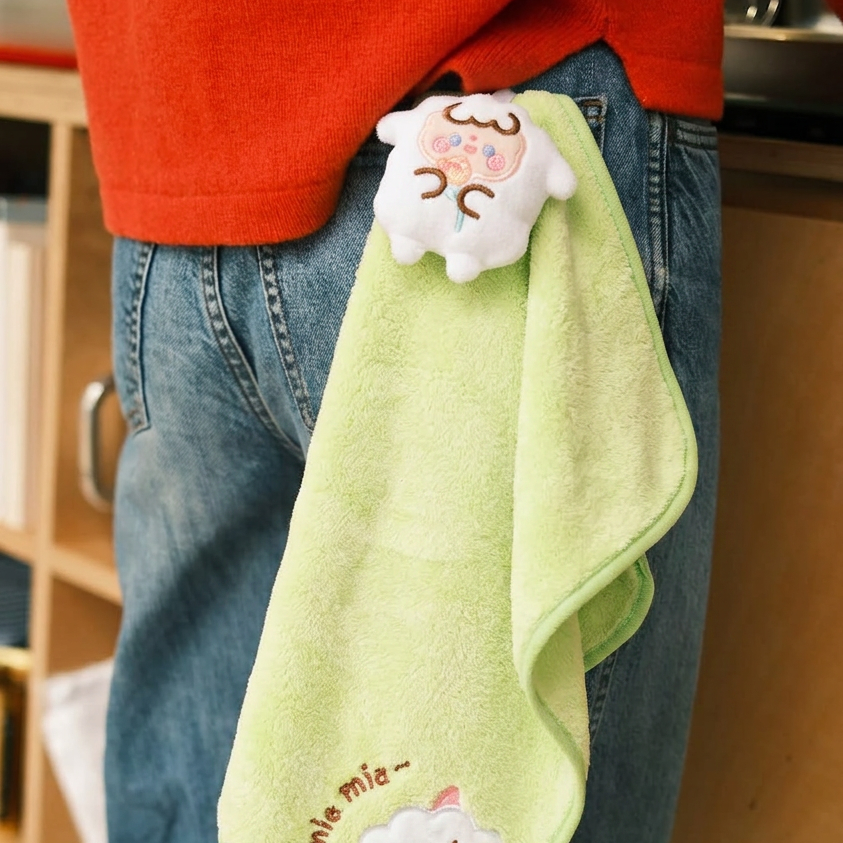 Sheep Plush Towel Green