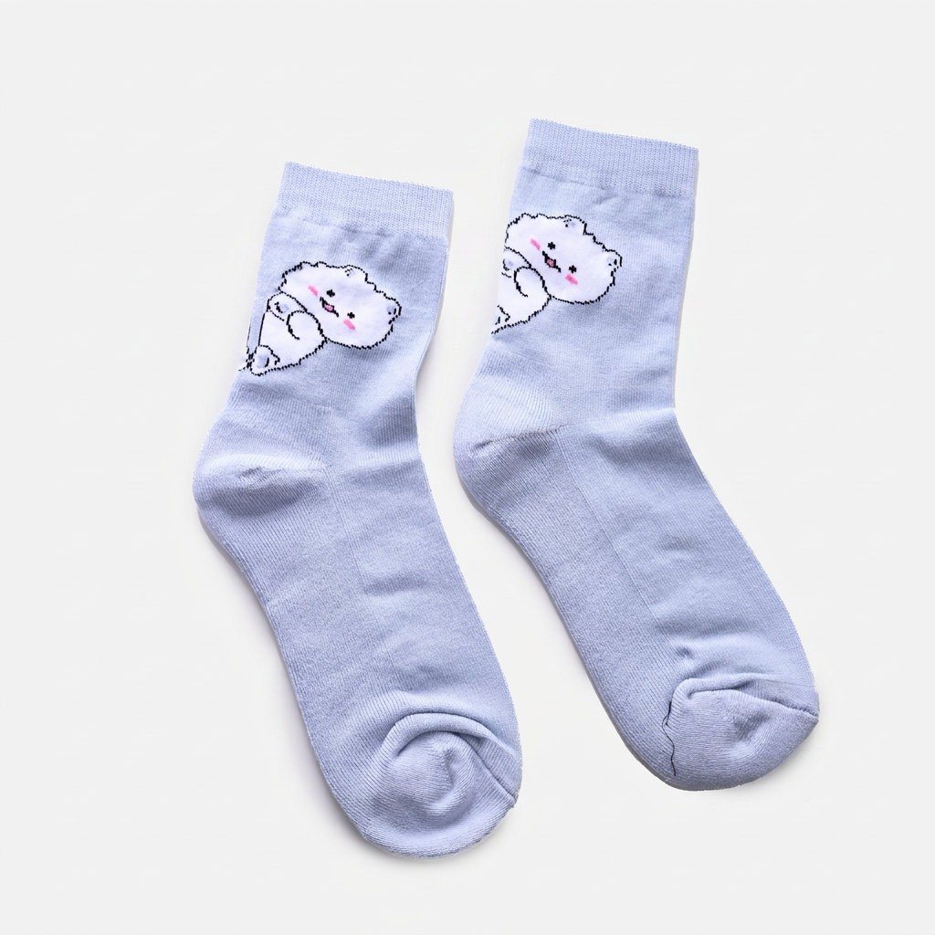 Fluffy Kitten Blue Socks