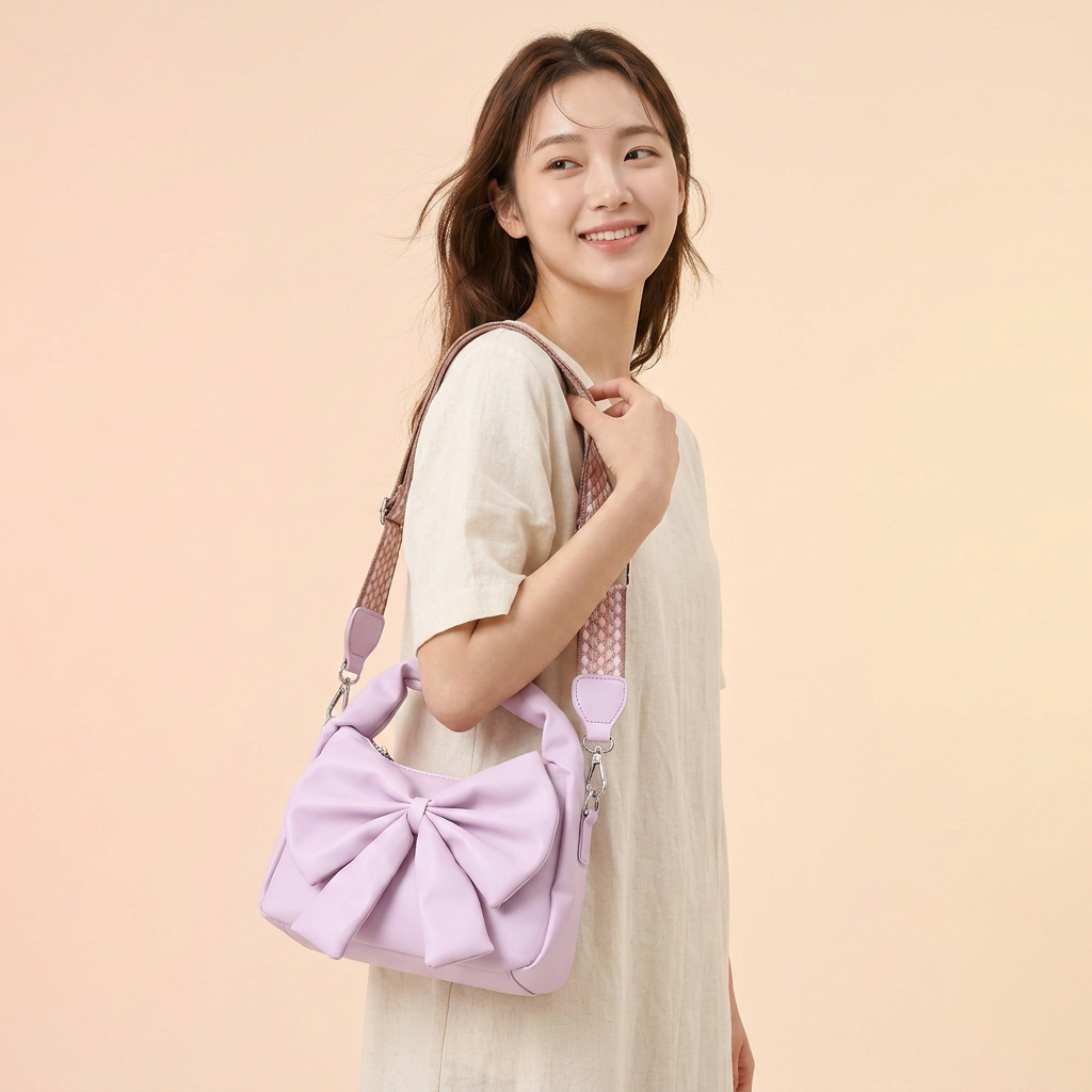 Cute Bow Sling Bag - Lilac