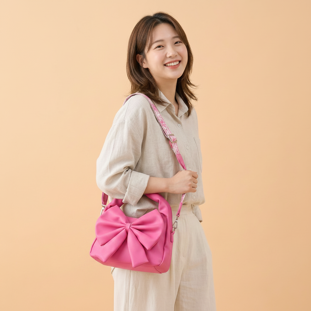 Cute Bow Sling Bag - Hot Pink