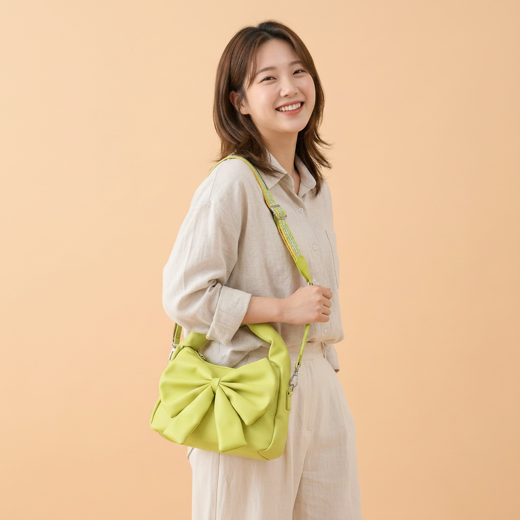 Cute Bow Sling Bag - Lime Green