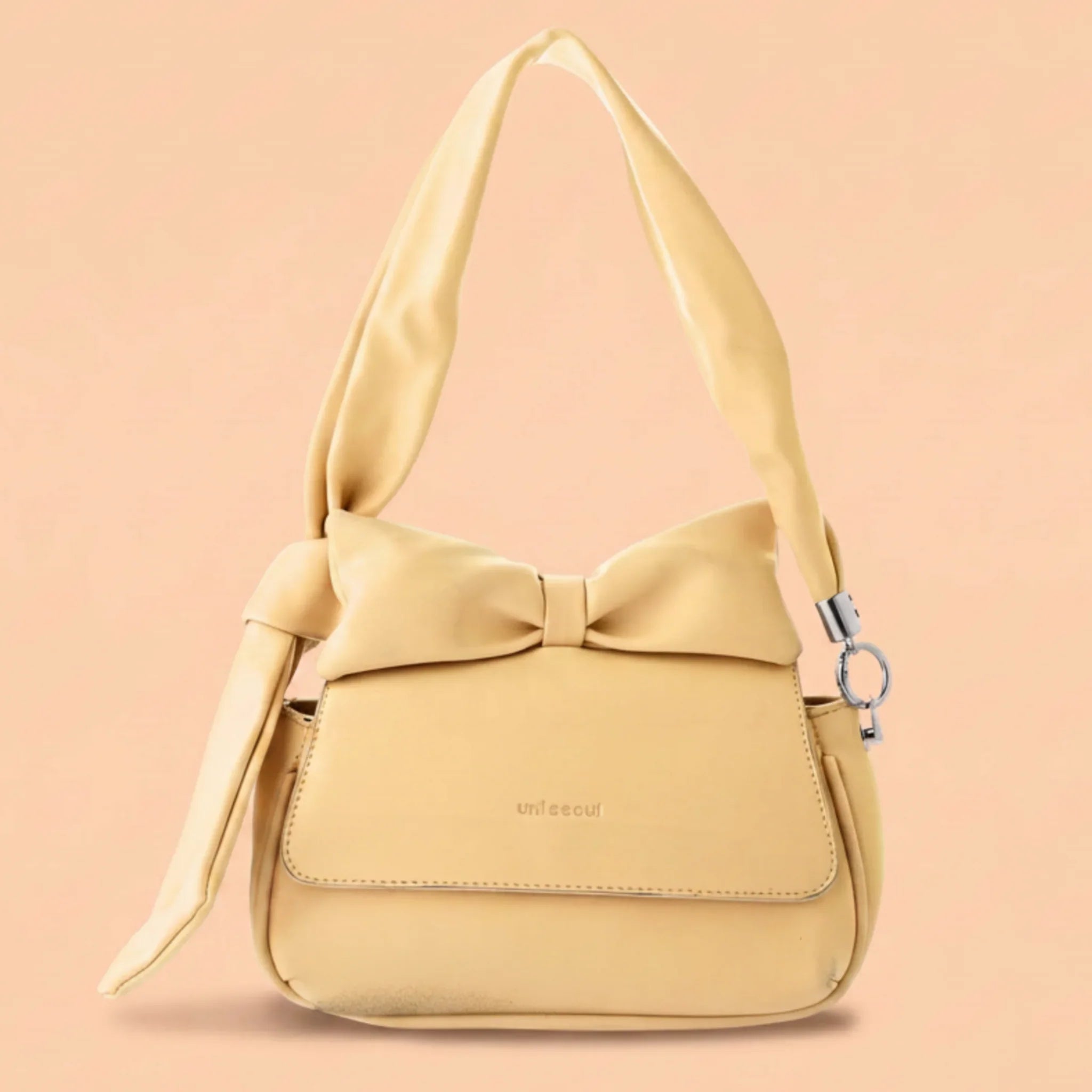 Puffed Bow Top Sling Bag - Yellow